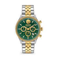 45mm Colonne Chrono Two-Tone Silver & Gold Mens Watch With Green Dial By VERSACE
