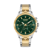 45mm Chrono Lion Two-Tone Silver & Gold Mens Watch With Green Dial By VERSACE