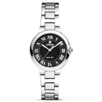 33mm Ascona Silver Womens Swiss Quartz Watch With Black Dial By HANOWA image