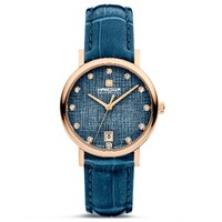 32mm Rivera Blue & Rose Gold Womens Swiss Quartz Watch With Blue Dial By HANOWA image