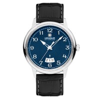 44mm Bedretto Silver & Black Mens Swiss Quartz Watch With Blue Dial By HANOWA image