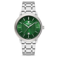 44mm Emil Silver Mens Swiss Quartz Watch With Green Dial By HANOWA