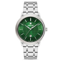 44mm Emil Silver Mens Swiss Quartz Watch With Green Dial By HANOWA image