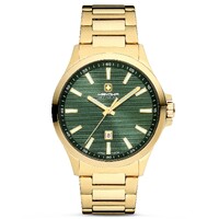 43mm Kander Gold Mens Swiss Quartz Watch With Green Dial By HANOWA image