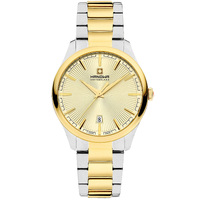 40mm Simmen Gold & Silver Mens Swiss Quartz Watch With Gold Dial By HANOWA