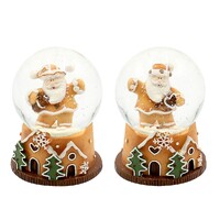 6.5cm Gingerbread Santa Snow Globe- Assorted Designs