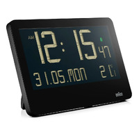 26cm Black LCD Digital Wall Clock With Temperature Date & Alarm By BRAUN image