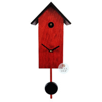 Red Bird House Battery Modern Cuckoo Clock 29cm By ENGSTLER