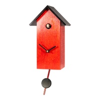 Red Bird House Battery Modern Cuckoo Clock 29cm By ENGSTLER image
