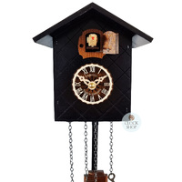 Black Bird House Battery Chalet Cuckoo Clock 17cm By ENGSTLER image