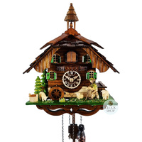Farmer & Sheep Battery Chalet Cuckoo Clock 30cm By ENGSTLER