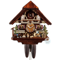 Wood Chopper & Dog 8 Day Mechanical Chalet Cuckoo Clock 33cm By HEKAS image