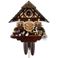 Beer Drinker & Dog 8 Day Mechanical Chalet Cuckoo Clock 33cm By HEKAS image