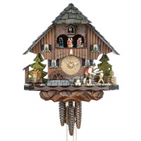 Wood Sawer & Dancers 1 Day Mechanical Chalet Cuckoo Clock 35cm By HEKAS image