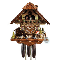 Wood Sawer & Dancers 8 Day Mechanical Chalet Cuckoo Clock 38cm By HEKAS image