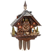 Wood Chopper, Dancers & Bell Tower 8 Day Mechanical Chalet Cuckoo Clock 55cm By HEKAS image