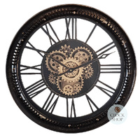 55cm Hasius Black & Gold Moving Gear Clock By COUNTRYFIELD image