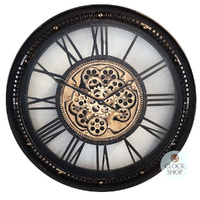 70cm Hasius Black & Gold Moving Gear Clock By COUNTRYFIELD image