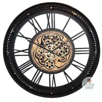 70cm Hasius Black & Gold Moving Gear Wall Clock By COUNTRYFIELD