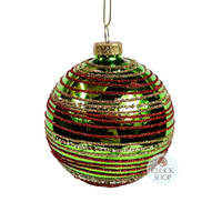10cm Red Green & Gold Bauble Hanging Decoration image