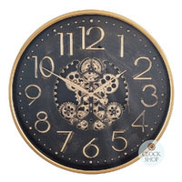 60cm Tasma Black & Gold Moving Gear Clock By COUNTRYFIELD image