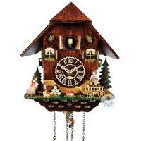 Accordion Player Battery Chalet Cuckoo Clock With Swinging Doll 26cm By TRENKLE
