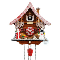 Christmas Santa & Snowman Battery Chalet Cuckoo Clock 27cm By TRENKLE