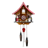 Christmas Santa & Snowman Battery Chalet Cuckoo Clock By TRENKLE image