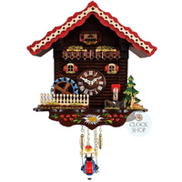 Water Wheel Battery Chalet Clock With Swinging Doll 19cm By TRENKLE