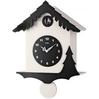 34cm Black & White Modern Battery Chalet Cuckoo Clock By AMS image