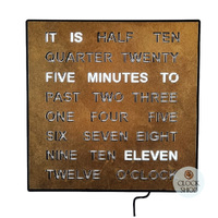 28cm Antique Brass Modern LED Text Clock By AMS