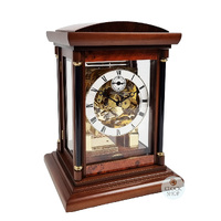 39cm Walnut Mechanical Skeleton Table Clock With Triple Chime By AMS image