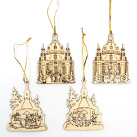 10cm Wooden 3D Laser Hanging Decoration- Assorted Designs (Chapels)