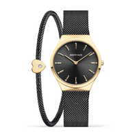 Gift Set- 31mm Classic Collection Gold & Black Womens Watch With Bracelet By BERING image