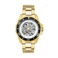 43mm Gold Automatic Mens Watch With Black & White Skeleton Dial By KENNETH COLE