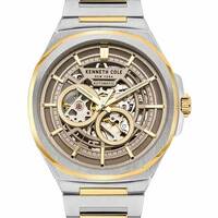 43mm Gold & Silver Automatic Mens Watch With Skeleton Dial By KENNETH COLE