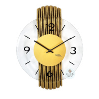 38cm Gold Wall Clock With Glass Dial By AMS image