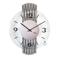 38cm Silver Wall Clock With Glass Dial By AMS image