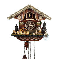 Wood Chopper & Water Wheel LED Battery Chalet Cuckoo Clock 30cm By TRENKLE image