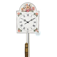 62cm White & Floral Mechanical Shield Wall Clock With Bell Strike By HERMLE image