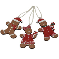 8cm Wooden Gingerbread Hanging Decoration - Assorted Designs