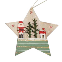 9cm Wooden Nutcracker On Star Hanging Decoration