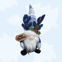 30cm Blue Christmas Gnome With Merry Christmas Sign
