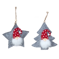 13cm Felt Santa Hanging Decoration - Assorted Designs