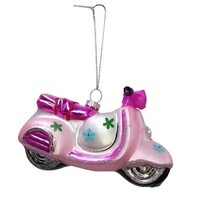 11.5cm Glass Pink Motor Scooter Hanging Decoration image