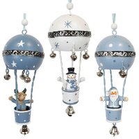 16cm Metal Hot Air Balloon Hanging Decoration- Assorted Designs