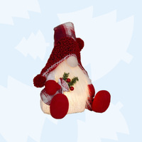Ernest Elderflower | 40cm LED Christmas Gnome With Tartan Hat | Red