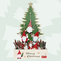 12cm Wooden Red & White Gnome Hanging Decoration- Assorted Designs