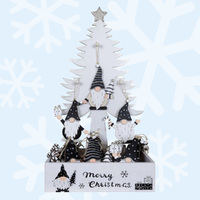 12cm Wooden Black & White Gnome Hanging Decoration- Assorted Designs