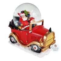16cm Musical Snow Globe With Santa On Vintage Car (Santa Claus Is Coming To Town)